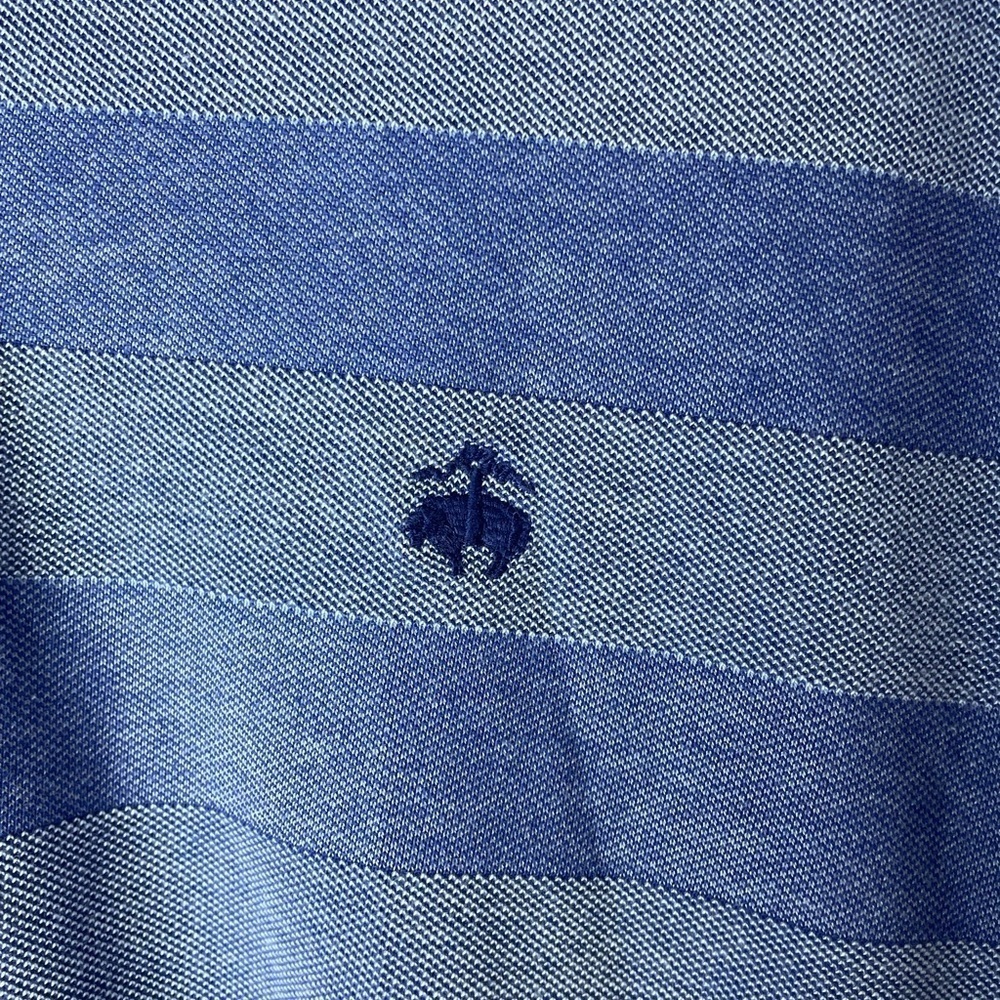 Brooks Brothers Cotton Performance Polo Shirt Mens L Slim Fit Blue Logo Striped - Picture 4 of 7